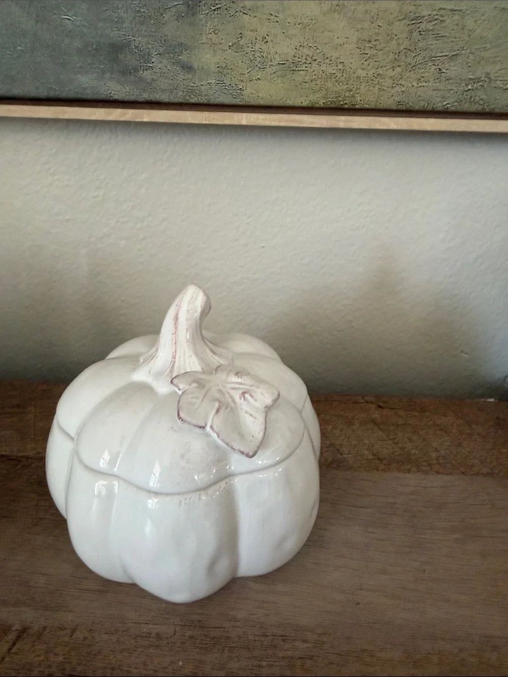 Pier 1 White Ceramic Pumpkin Box